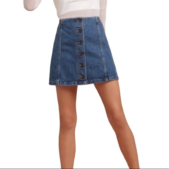 Aritzia Dresses & Skirts - ARITZIA WILFRED FREE Ahrens Denim Jean Skirt Button Down